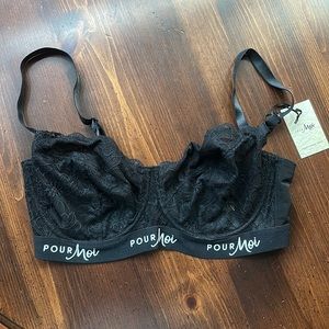 Pour Moi NWT Lace Logo Bra - Size 34FF/34H
